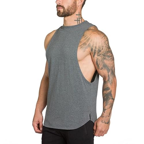 ZUEVI Men's Muscle Cut Off Tank Tops Bodybuilding Fitness Sleeveless Gym Shirts Workout Stringer Tee Shirt3