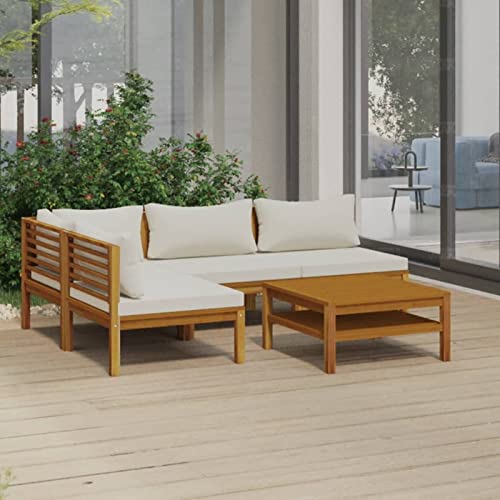 Chusui 5-TLG. Garten-Lounge-Set mit Creme Kissen, Terassenmöbel Wetterfest, Loungemöbel Terrasse, Garten Sitzgruppe…