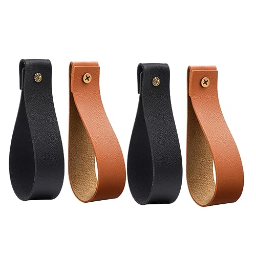 Cabilock 4Pcs Leather Curtain Rod Straps for Wall Mounting Sturdy Curtain Rod Holders for Bohemian Home Decor Living Room Bedroom Kitchen and Bathroom