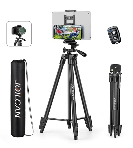 JOILCAN 67" Tripods Camera Tripod, Phone Tablet Tripod for Video Recording Vlog Photo with Remote Carry Bag, Aluminum Lightweight Travel Tripods