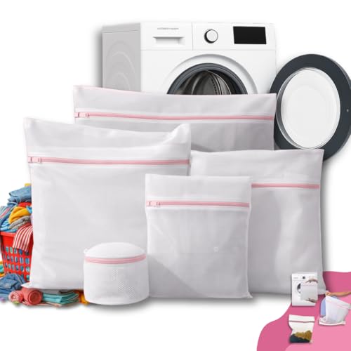 Kit com 5 sacos de malha para lavar roupas delicadas. Protege lingerie, sutiã e roupas íntimas na máquina. Tamanhos P, M e G – Qualidade Premium LNSTORE
