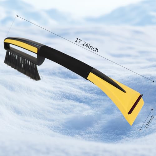 Snow Brush with Ice Scrapers for Car Windshield, Car Brush with Foam Grip, Winter Accessories, Wider Snow Scraper for Window, SUVs, Cars, Detachable Snow Removal Tool, Scratch-Free (Yellow) by Generic - Used condition - Image 3