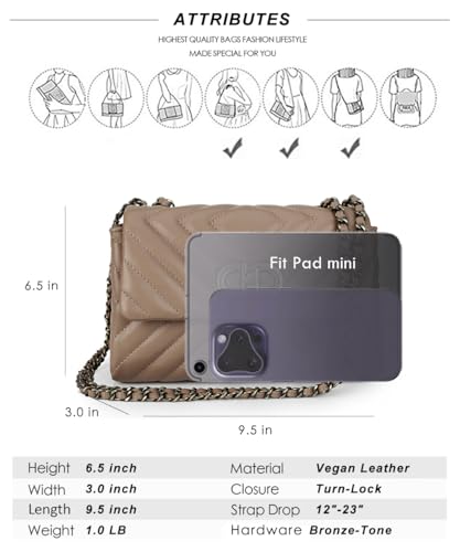 Image of Designer Quilted Purse, Convertible Crossbody Shoulder Bags Women | Vegan Leather, 2.5L Capacity, Fits iPad mini /Kindle /Long wallet, Versatile for Casual /Dressy Outfit /Office /Everyday Use