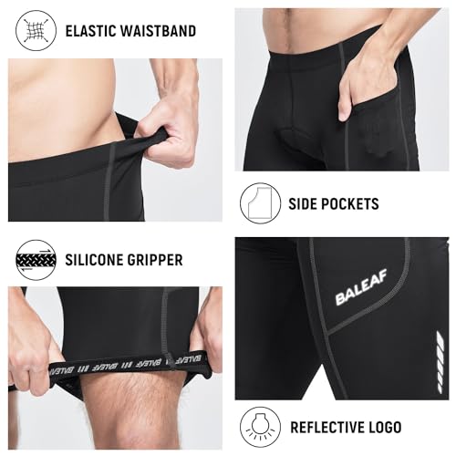 Baleaf BALEAFAAI070A05MBL21205 Padded Bike Shorts For Men Cycling Shorts Padding Pockets Upf 50+ Black/Grey L thumb #3