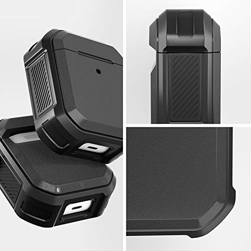 Airpods Case Cover, Ztacking Airpods 2 & 1 Protective Hard Case Rugged Full-Body Shockproof For Men Women With Keychain Front Led Visible Designed For Airpod Case 2Nd Generation - Black #TOP2