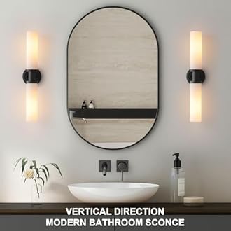 Wall Sconces Set of Two,Matte Black Bathroom Sconces Wall Lighting with White Glass, Modern Sconces Wall Decor Set of 2 Wall Light fixtures for Bathroom Mirror Living Room Hallway Bedroom Wall Lamp