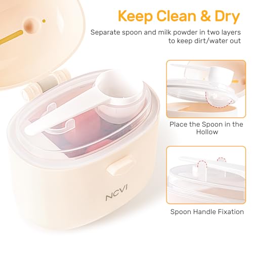 Image of NCVI Formula Container To Go, Portable Formula Dispenser with Scoop, White | Leakproof Travel Formula Holder For Newborn Infant, Fit Diaper Bag Backpack, Quick Ready To Brew Milk On The Go