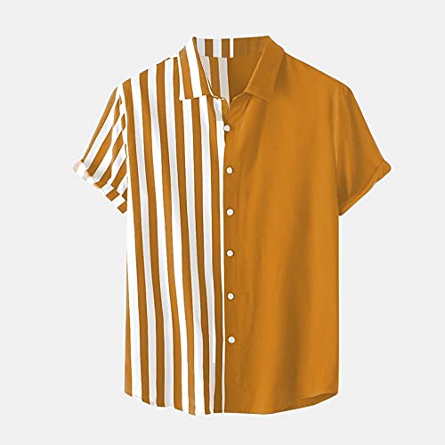 Eelhoe Mens Summer Short Sleeve Shirts Lightweight Regular Fit Cotton Button Down Shirt Vocation Beach Clothing #TOP2