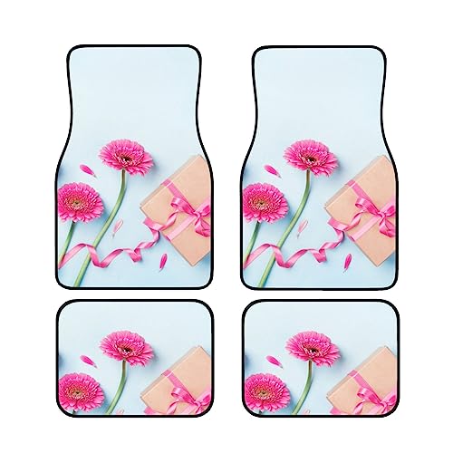 Tapis de sol voiture en velours fleurs roses antidérapants finition premium