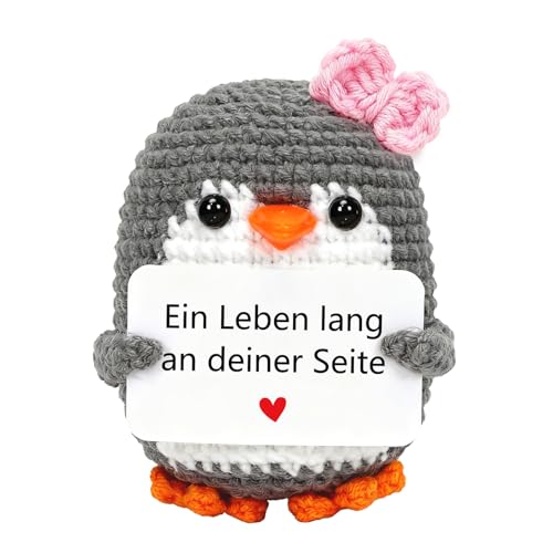 HUKUMA Ich Liebe Dich Geschenke Positive Pinguin, Pocket Hug Pinguin Valentinstagsgeschenk, Partner und Pärchen Geschenke zu Valentinstag Hochzeitstag Jahrestag Geburtstag Weihnachten für Sie