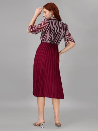 Image of Femvy Women's Crepe Fit and Flare Knee-Length Dress