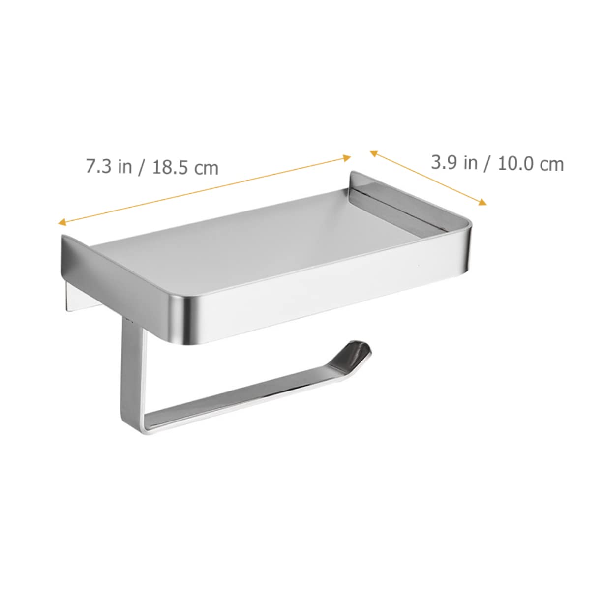 Portarrollos con Instalación Adhesiva de Papel Higiénico de Acero Inoxidable con Estante para Teléfono y Diseño de Bordes hacia Arriba en Color Plata para Baños y Aseos