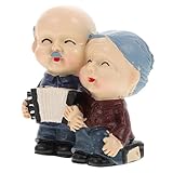 CIYODO Älteres Ehepaar Tortendekoration Harz Tortenaufsatz für Geburtstagstorte Kleines Dekoratives Kuchen Plugin für Themenparty Jubiläum