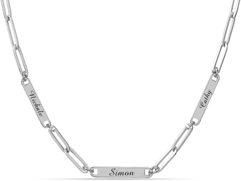 LeCalla 925 Sterling Silver Personalized Name Necklace for Women | Custom Paperclip Pendant Necklace | Customized Jewelry Gift for Valentine's Day, Birthday & Special Occasions