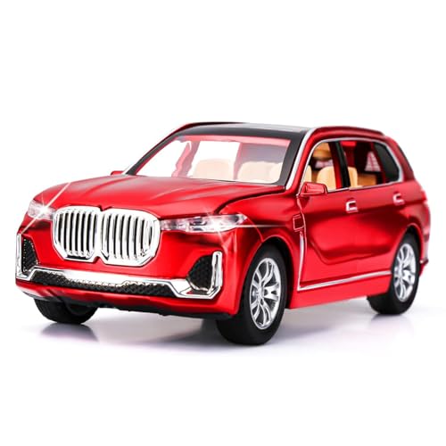 Image of 1 /32 B-M-W X7 Luxury Car Toy Metal Pull Back Diecast Car with Openable Door and Sound Light, Gifts Toys for Kids【 Red 】