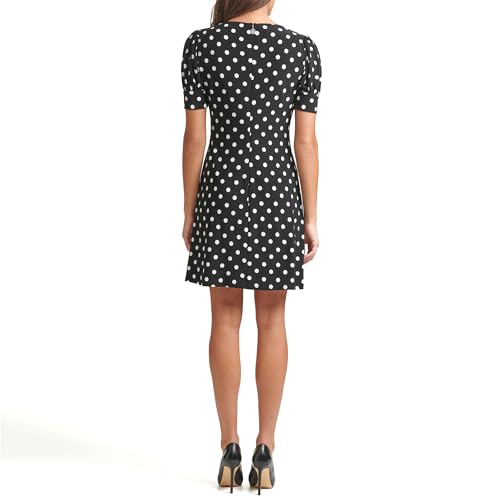 Image of Tommy Hilfiger Women's Short Puff Sleeve V-Neck Shift Mini Dress