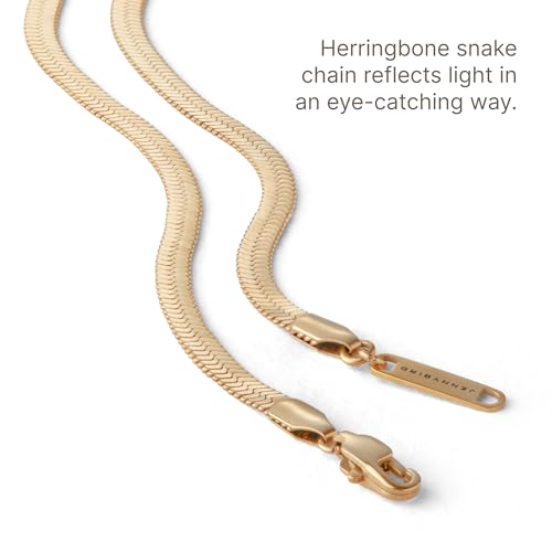 JENNY BIRD Zeina Flat Snake Chain Necklace | High Polish Gold, Lobster Clasp | Sleek, Chunky Designer Jewelry for Women3