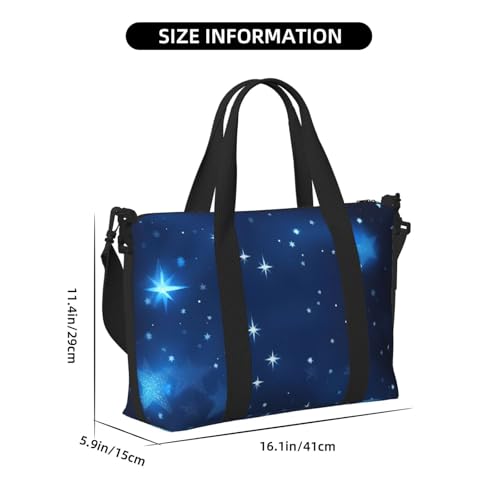 Blue Shining Stars Pattern Print Hand Travel Bag,Gym Bag,Weekend Travel Overnight Bag,Tote Bag Sports Bag For Women Men2