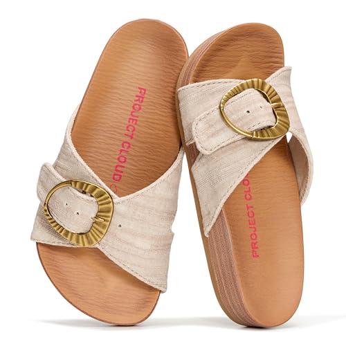 Image of Project Cloud Girls Sandals - Adjustable Buckle Girls Slides with Plush and Soft Insole Kids Sandals - Non-Slip and Lightweight Slides for Kids