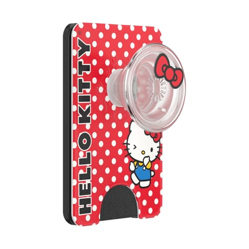 Image of PopSockets Phone Wallet for MagSafe, Phone Card Holder with Grip, Hello Kitty - Classic Hello Kitty