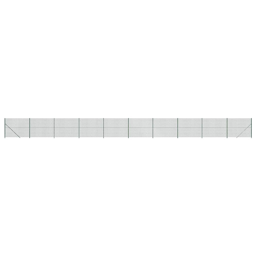Heavy Duty Chain Link Fence with Floor Flange Green 1.6x25m Galvanised PVC Coated Security Barrier for Garden Animal Enclosure