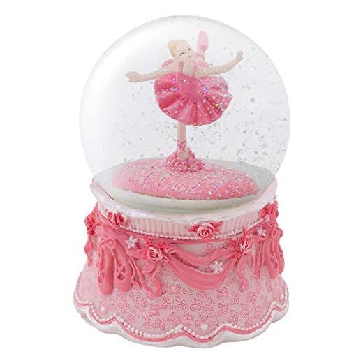 Elanze Designs Ballerina Arabesque Pose Rotating Figurine 100MM Water Globe Plays Tune Swan Lake