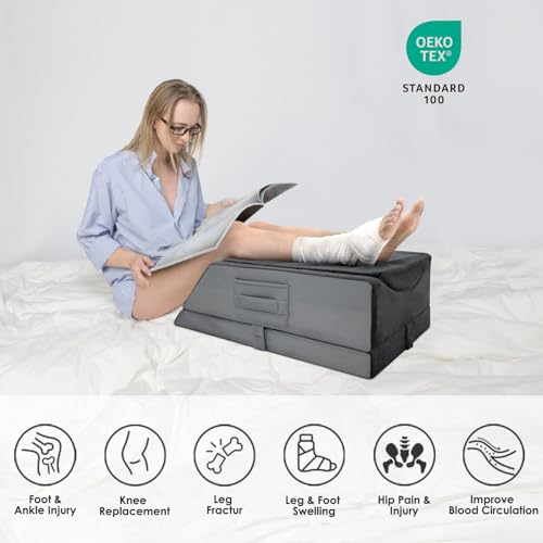 Leg Elevation Pillows for After Surgery,4-Height Adiustable Leg Elevating Pillow,Knee Surgery Recovery Equipment,Knee Pillow,Leg Pillow,Washable/Removable Cover(29"x16.5"x9.5")