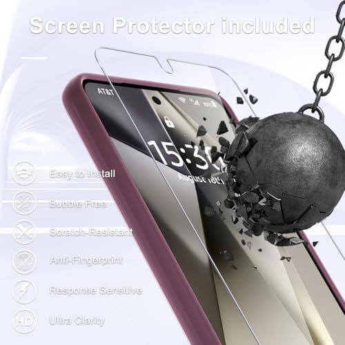 Image of YENAPOON for Samsung Galaxy S25 Edge Case, Matte Magnetic Case, Wine Red | Fit for Magsafe, Screen Protector Included, Translucent Frosted Slim Shockproof Protective Phone Cover