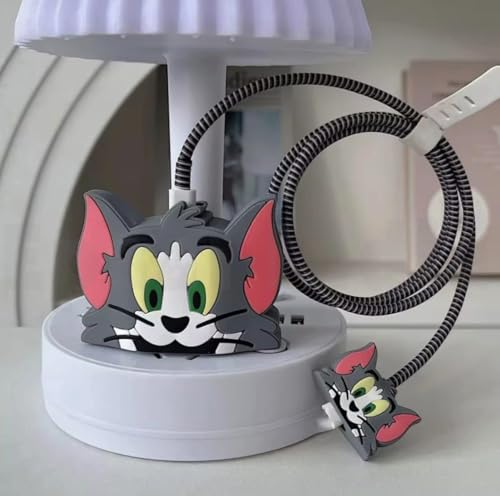 Image of J'TTON Case Cover for 18W /20W iPhone Adapter & USB-C Cable | Cute 3D Cartoon Character (Grey T and J)