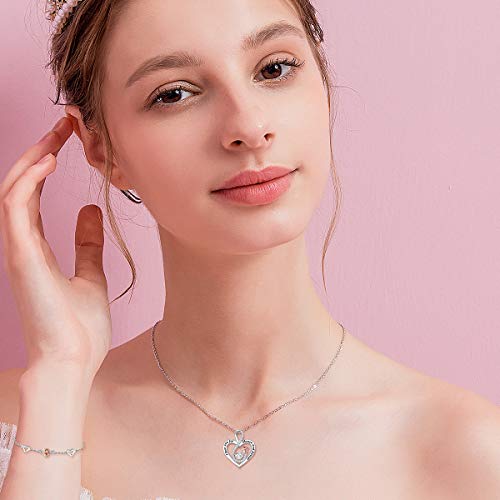 Distance Rose Flower Necklace For Women Sterling Silver Heart Jewelry, I Love You For Always And Forever Pendant Necklaces Jewelry Gifts For Women Girls Girlfriend Mom Wife #TOP1