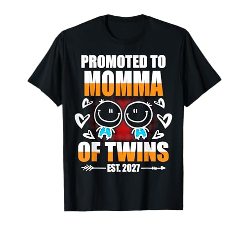 Promoted to Momma of Twins 2027 Mom Pregnancy Announcement T-Shirt