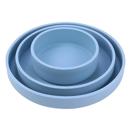 Ruaizel 3Pack Round Cake Mold Tins, Silicone Round Cake Pan for Baking Thickened Nonstick Cake Pans Set for Muffin, Cupcake, Tier Cake, Cheese, Chocolate, Brownie (Blue)