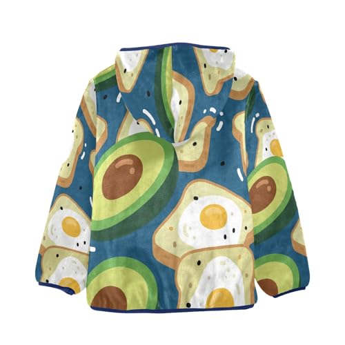 Avocado Toast Pattern Print Toddler Fleece Jacket Girl Boys Hooded Fleece Jacket Coat Warm Outwear Zip-up 3-10T2