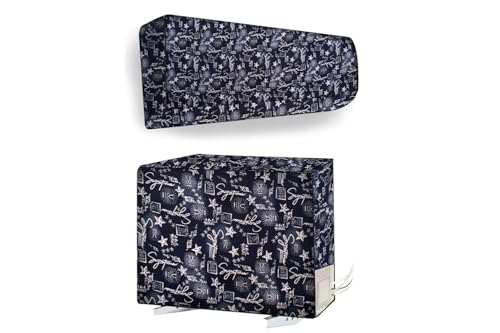 Image of The Furnishing Tree 1 Ton Split AC Cover for Indoor and Outdoor Units Self Pattern Blue