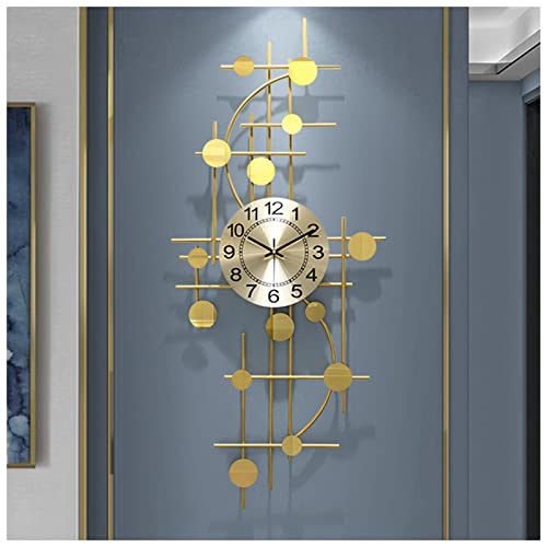 Grande horloge murale dorée pour salon moderne, art abstrait en métal 3D
