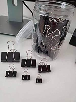 120 Piece Binder Clips Assorted Sizes (Black)