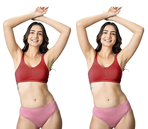 Image of Lyra 515 Valentina Full Covarage Solid Coloured Premium Cotton Moulded Bra for Women (Pack of 2) Multicolour