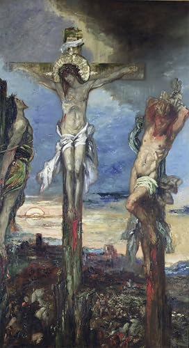 Lienzo de Gustave Moreau Cristo tra i due ladroni, cuadro para decoración de paredes