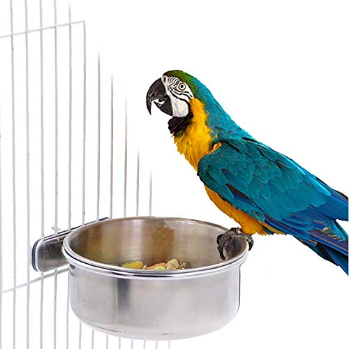 Water Food Bowl Bird Cage Cups, 2 stuks RVS Vogel Opknoping Bowl, Vogelvoeding Schotel Cups, Dierenkooi Water Food Bowl… - Afbeelding 4