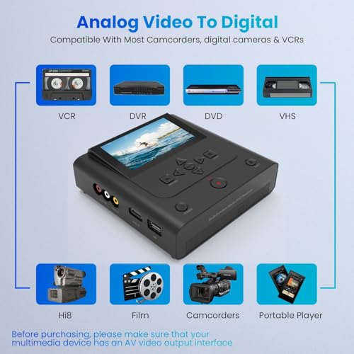 VHS to Digital Converter, DVD/CD Recorder with HDMI & AV IN,Convert Analog to Digital from HDMI/AV to DVDs,USB Device,SD Card,Smart Phone WiFi to CD,USB,SD Copy,Compatible with Apple TV,DVD Player,VCR