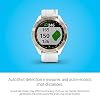 Garmin Approach S40, Smartwatch de golfe GPS elegante, leve com tela sensível ao toque, Ouro claro com faixa branca, 010-02140-02 14 411Mdoe7GIL. SS100