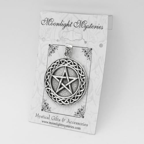 Moonlight Mysteries Celtic Knot Large Pentacle Pendant - .925 Sterling Silver Wiccan Pagan Jewelry for Men and Women (1 1/8" diameter)3
