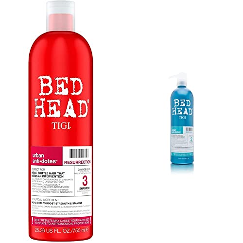 Bed Head by Tigi – Urban Antidotes Resurrection, champú para pelo dañado, 750 ml & Bed Head by Tigi – Urban Antidotes Recovery, champú hidratante para cabello seco, 750 ml