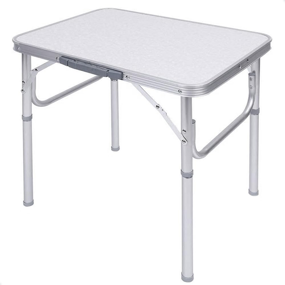 VIRSUS Tavolo Pieghevole da Picnic con Struttura in Alluminio 1208, Gambe Regolabili in 2 Altezze da 25 e 59 cm, Maniglia e Piano in Formica Resistente, Tavolino da Spiaggia (75x55x59 cm)