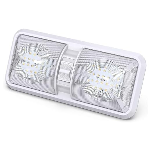 Leisure LED RV LED Ceiling Double Dome Light Fixture with ON/OFF Switch Interior Lighting for Car/RV/Trailer/Camper/Boat DC 12V Natural White 4000-4500K 48X2835SMD Natural White 4000-4500K,