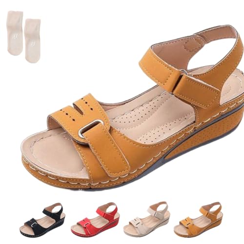 Soft & Stylish Wedge Sandals for Effortless Comfort, Women Orthopedic Sandals Open Toe Ankle Strap Arch Support