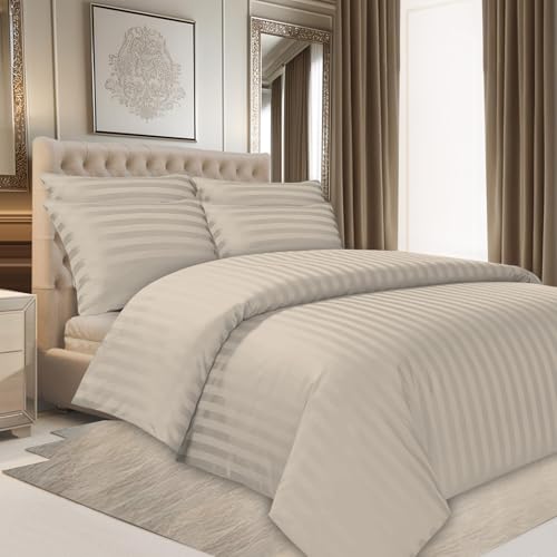 Pamposh Satin Stripe King Size Duvet Cover Sets - Premium Hotel Quality Quilt Cover Bedding Sets - Hypoallergenic Ultra Soft Microfiber Bed Linen - Cosy Home Interiors Pamposh Satin Stripe King Size Duvet Cover Sets - Premium Hotel Quality Quilt Cover Bedding Sets - Hypoallergenic Ultra Soft Microfiber Bed Linen - Image 2