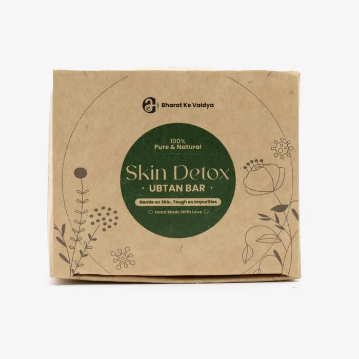 Bharat Ke Vaidya Skin Detox Ubtan Soap Bar, Ayurvedic Natural Cleansing, Anti-Acne & Allergy Relief, Pack of 4, with Multa...