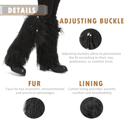Image of Fur Leg Warmers Furry Faux Fur Winter Leggings Boot Cuffs Toppers for Women