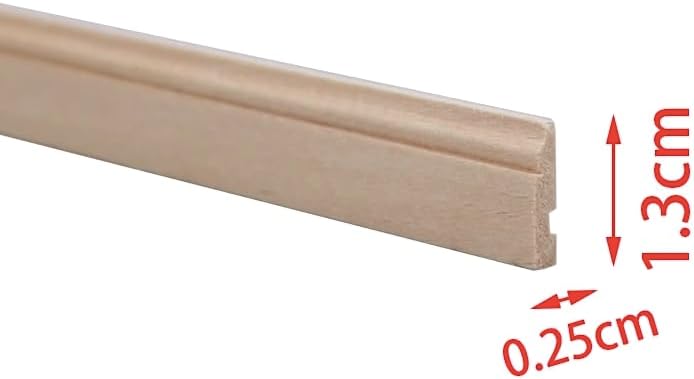 Dollhouse Miniature Wood Trim Molding, 1:12 Scale, Unfinished, 0.5 x 11.8 inches, 10 Pieces